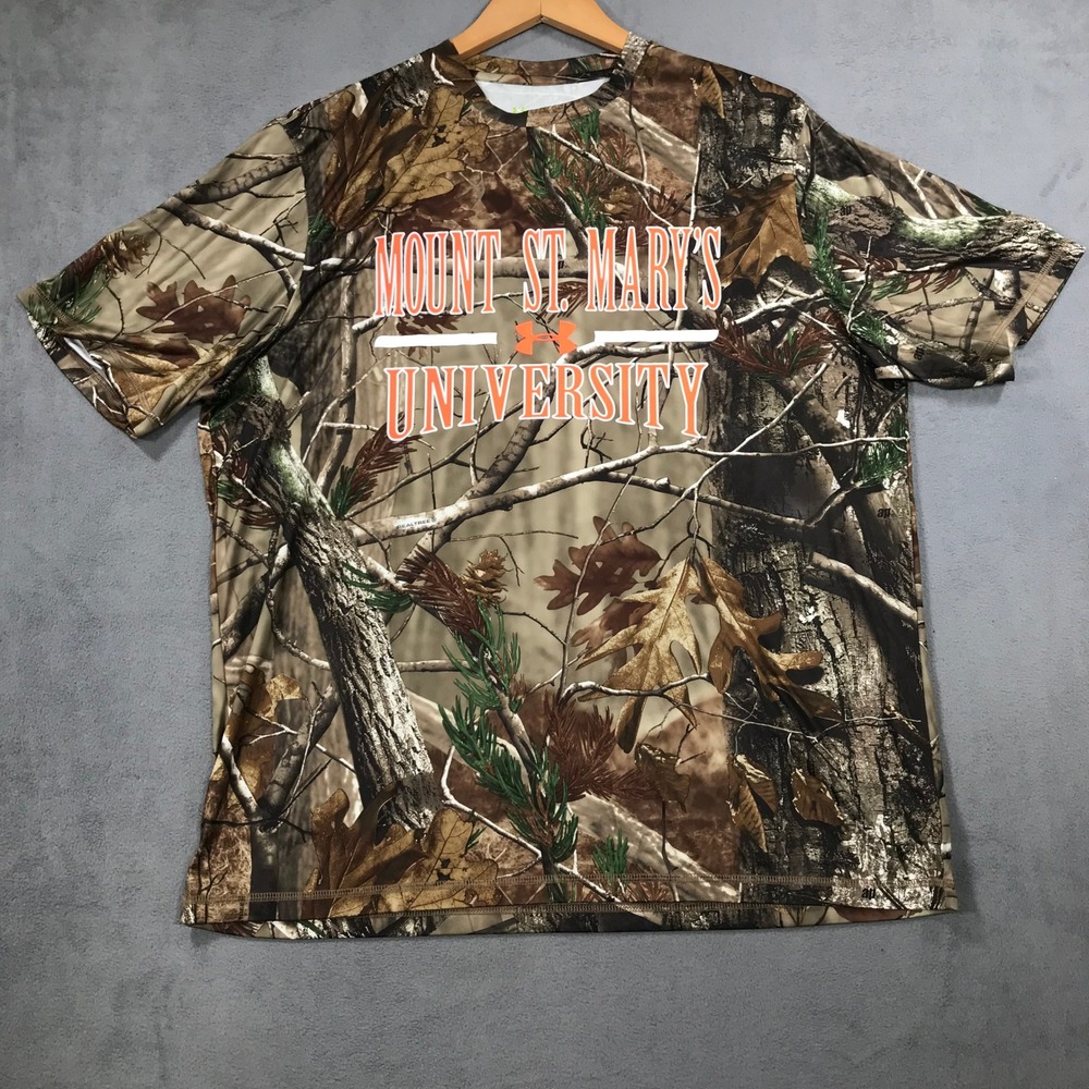 Under Armour Shirt Men Large Camo Mount St Marys University Realtree Performance